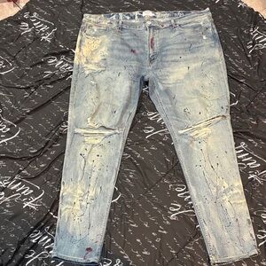 Hudson Jeans Slim Straight in Light Blue with Paint Splatter(Great Condition)